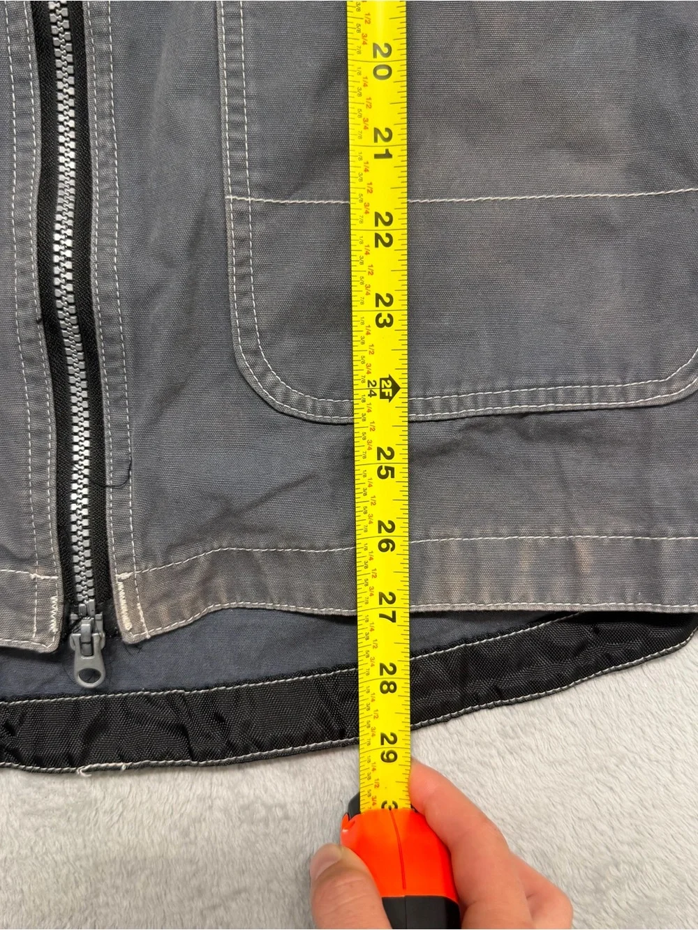 Vtg Gray Faded Hooded Jacket Gorpcore Workwear Utility Zip Russia Made Men’s L